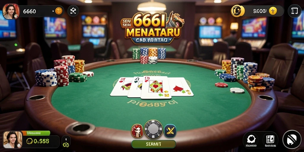Screenshot dari gameplay Poker yang seru dan menantang.