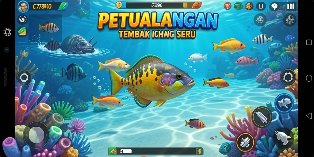 Gameplay seru C7890 menembak ikan dengan efek visual menakjubkan.