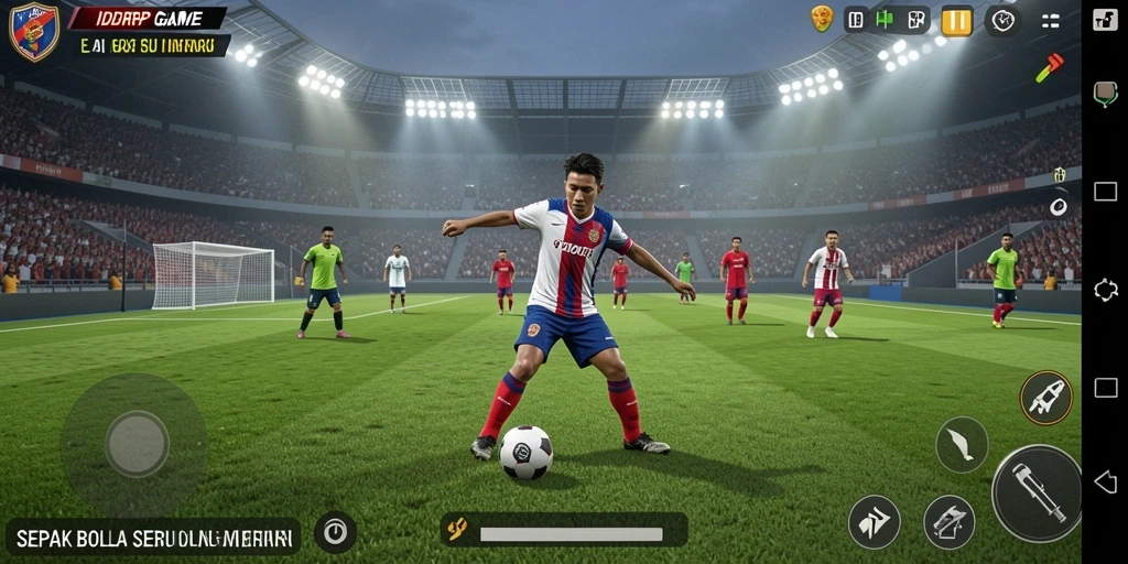 Tampilan gameplay seru dalam game sepak bola IDRRP.