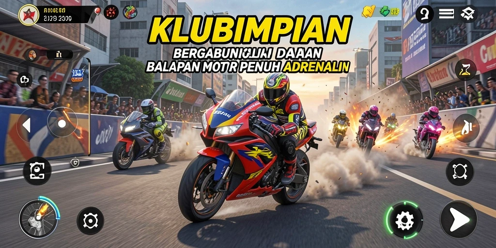 Screenshot menampilkan balapan motor yang seru dan menegangkan.