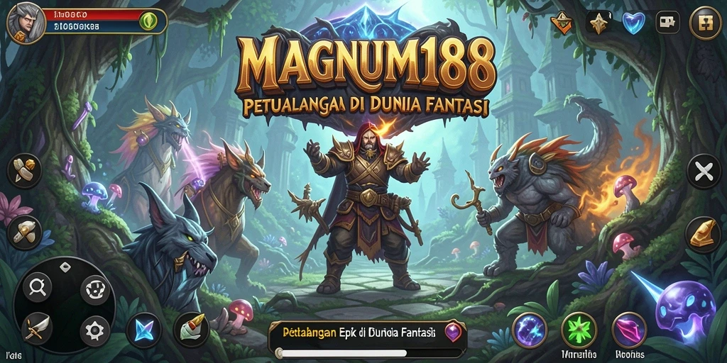 Screenshot utama MAGNUM188 menampilkan pertarungan dinamis dalam game RPG.