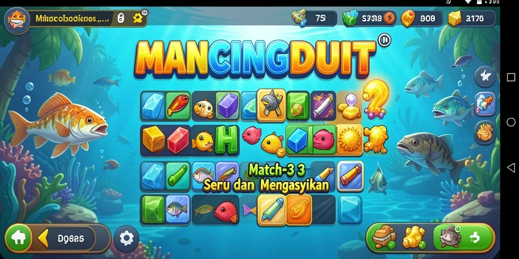 Tampilan gameplay MANCINGDUIT yang penuh warna dan seru.