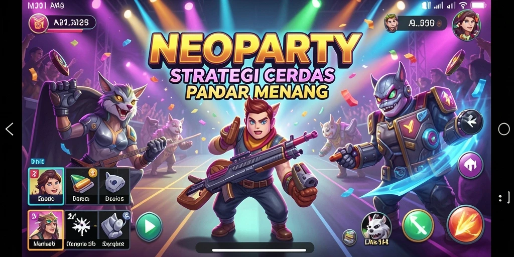 Tampilan menarik dari gameplay strategis NEOPARTY.
