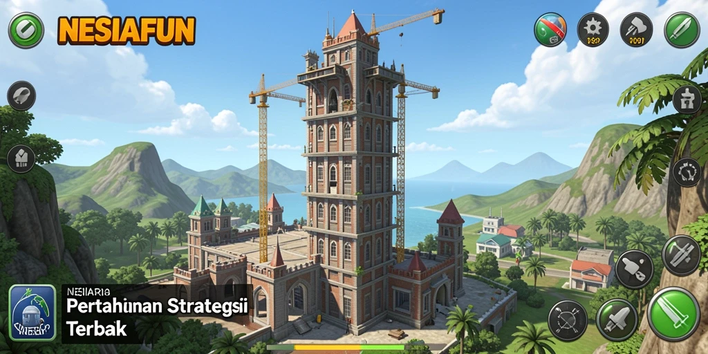 Screenshot gameplay Tower Defense yang menampilkan menara dan musuh.
