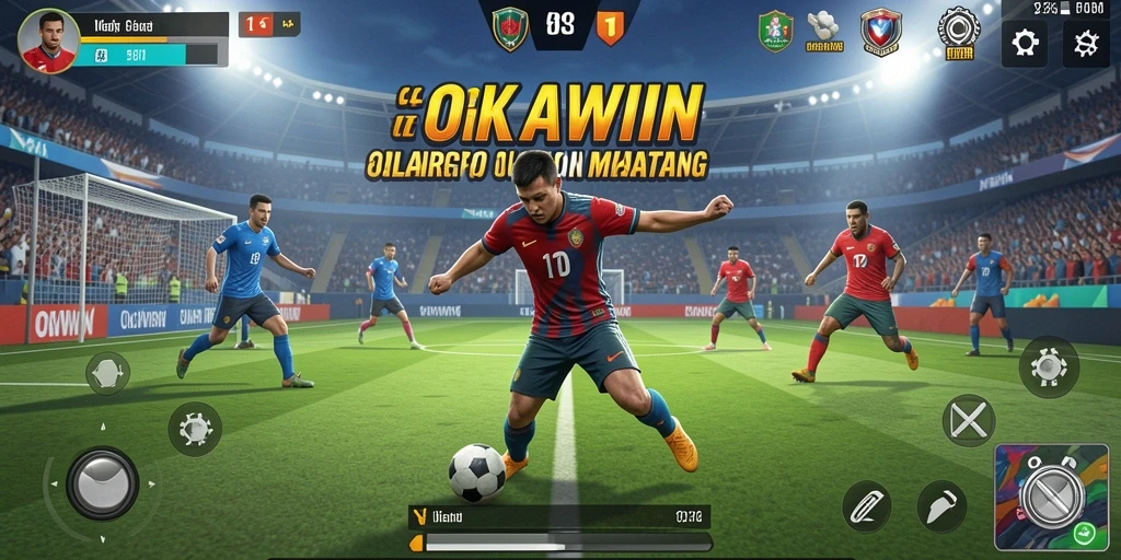 Screenshot OKWIN menunjukkan aksi gameplay olahraga yang mendebarkan.