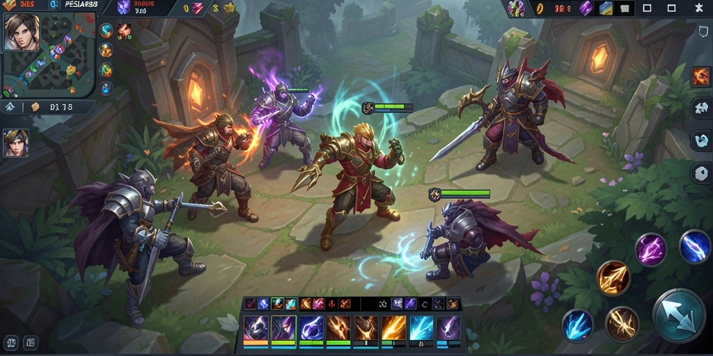 Tampilan seru gameplay MOBA di PESIAR88 dengan pertarungan tim yang dinamis.
