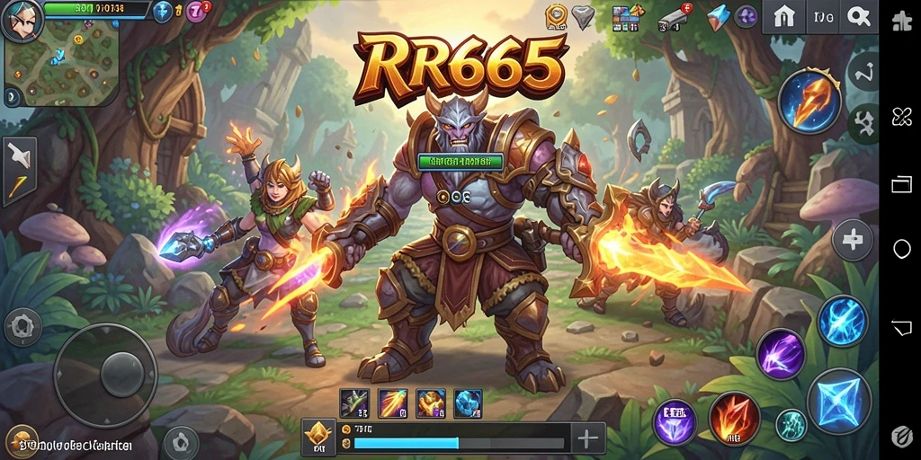 Screenshot gameplay RR666 menampilkan pertarungan epik dan karakter yang beragam.