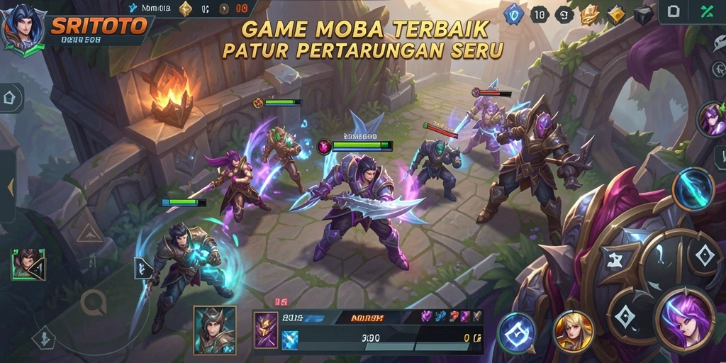 Tampilan gameplay seru dalam pertarungan MOBA di SRITOTO.