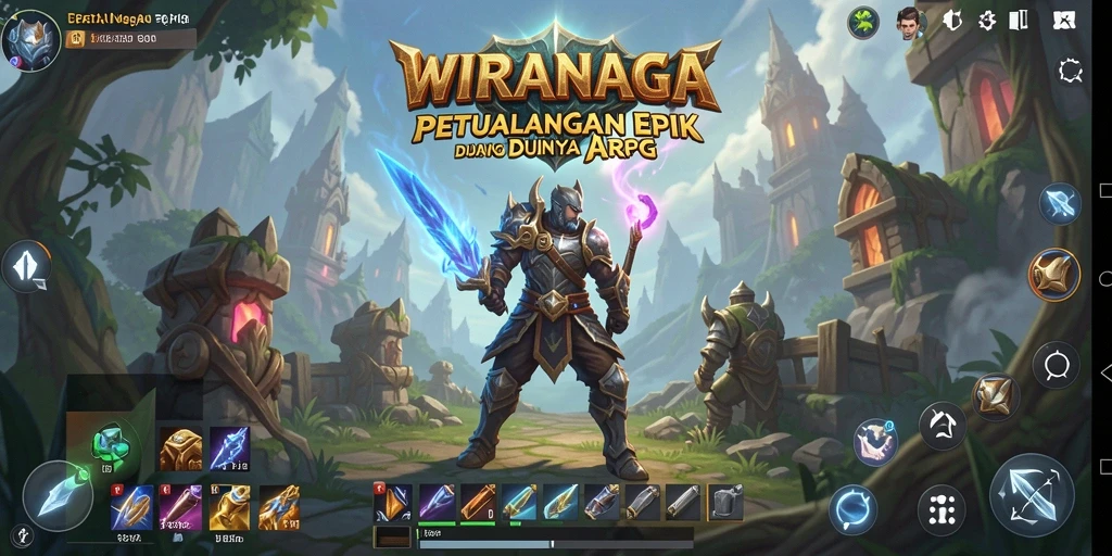 Tampilan menarik dari gameplay <strong>WIRANAGA</strong> dalam pertempuran ARPG.